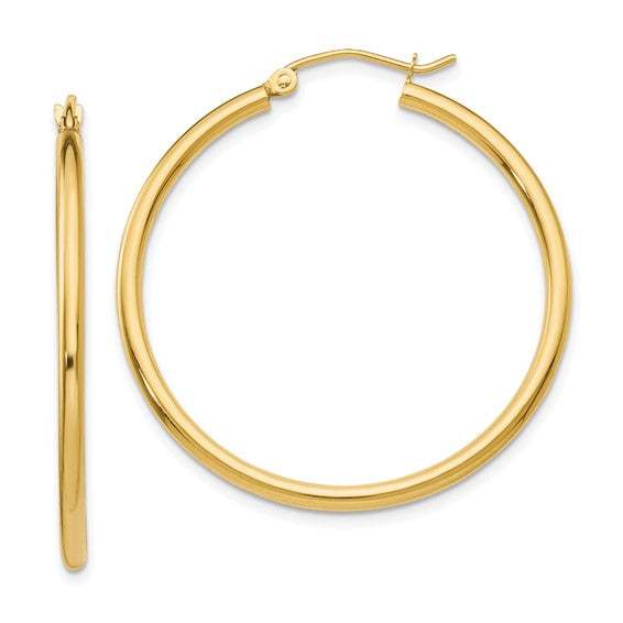 Ladies Medium 14KT White Gold Hoops #TC650