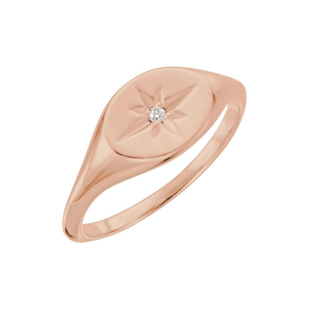 14k Diamond Accent Signet Ring