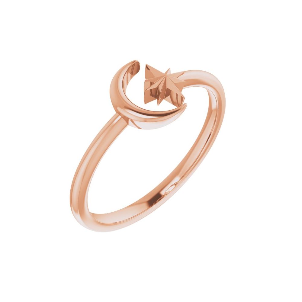 14kt Moon and Star Negative Space Ring