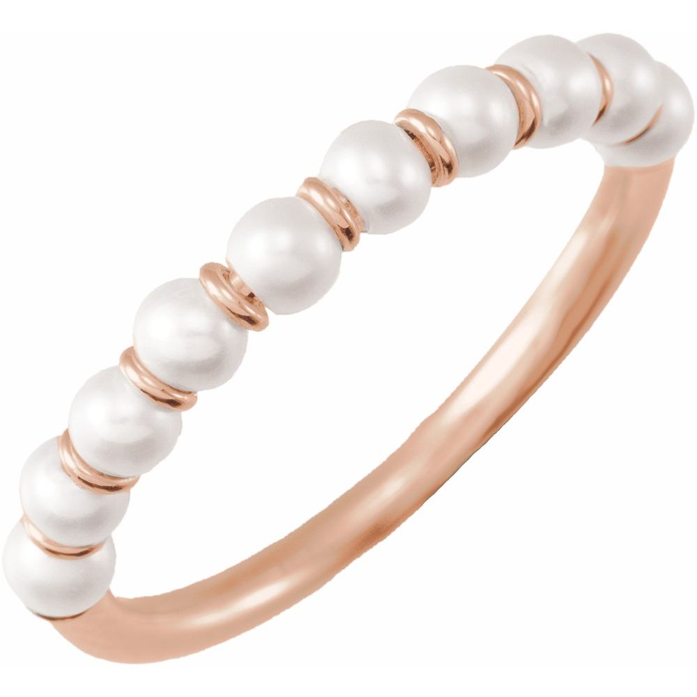14K Cultured White Freshwater Pearl Ring