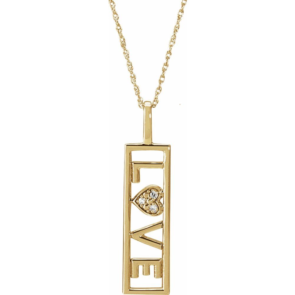 14K Rose .02 CTW Natural Diamond Love 18" Necklace