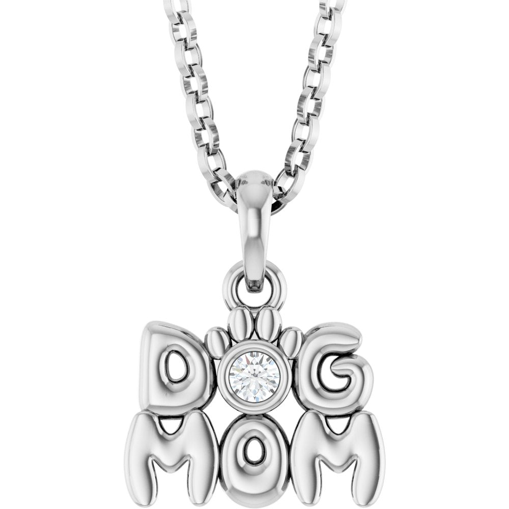14Kt Dog Mom Necklace .03ctw