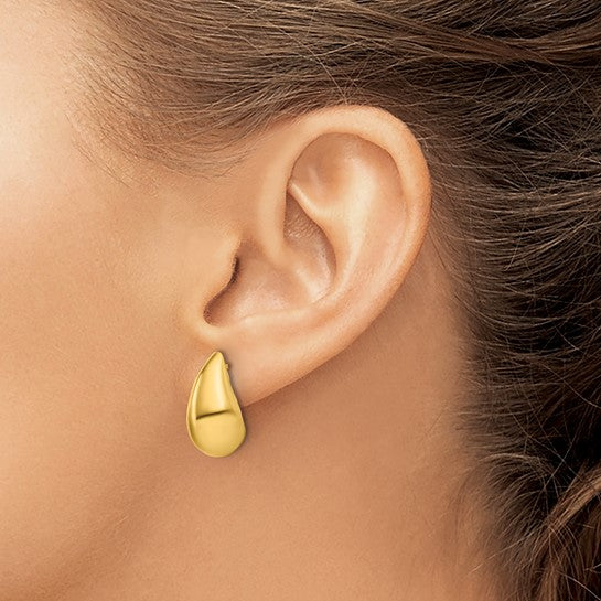 14K Gold Plated Sterling Silver Puffed Teardrop Earring