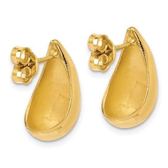 14K Gold Plated Sterling Silver Puffed Teardrop Earring