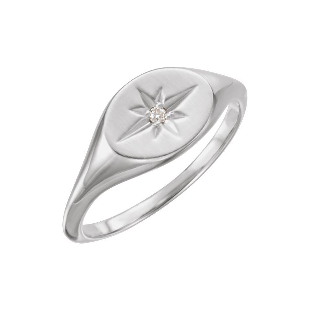 14k Diamond Accent Signet Ring