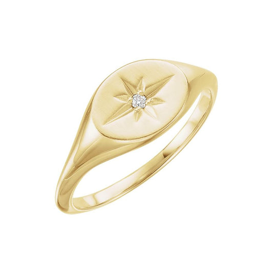 14k Diamond Accent Signet Ring