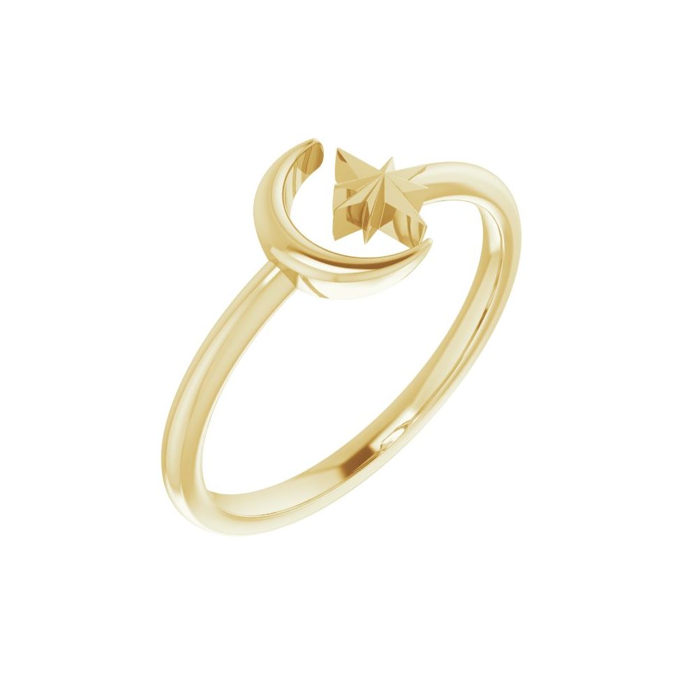 14kt Moon and Star Negative Space Ring