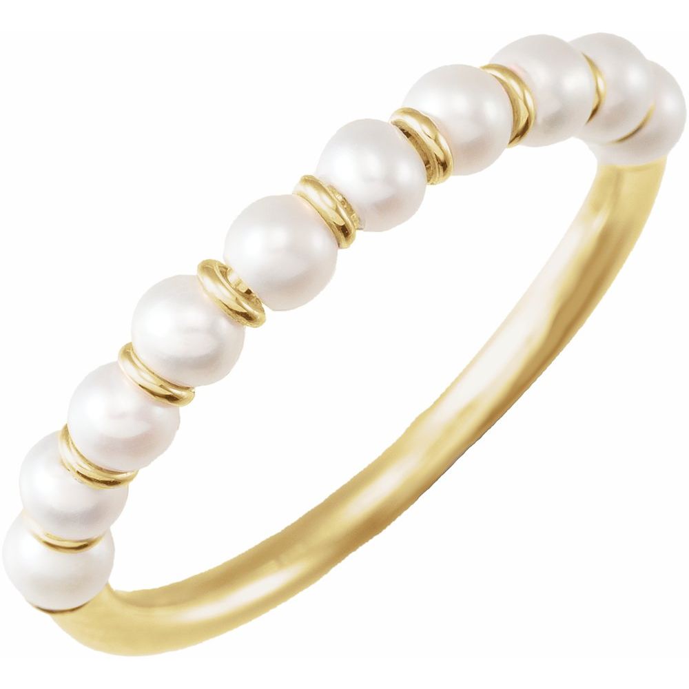 14K Cultured White Freshwater Pearl Ring