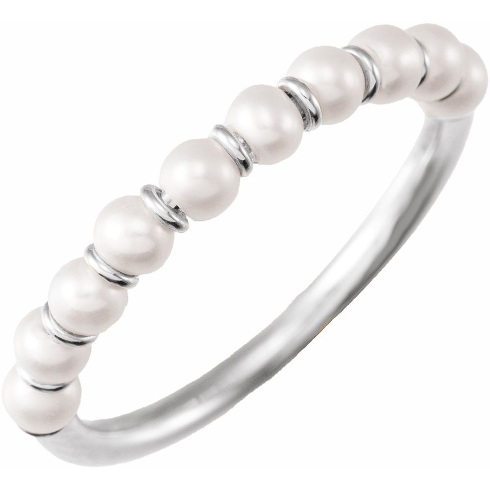 14K Cultured White Freshwater Pearl Ring