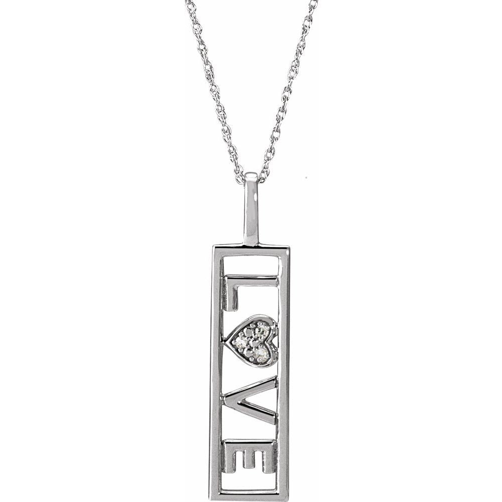 14K Rose .02 CTW Natural Diamond Love 18" Necklace