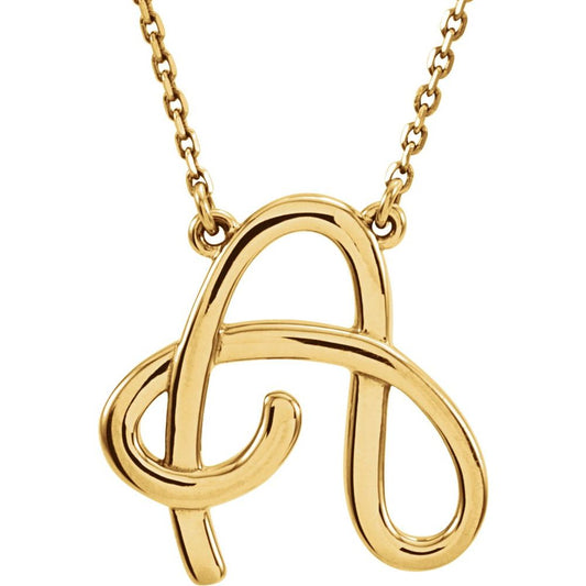 14k Initial Necklace 16 inch