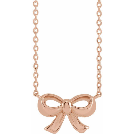 14k Bow Necklace 18inch