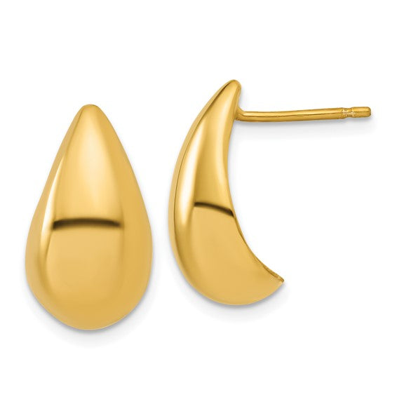 14K Gold Plated Sterling Silver Puffed Teardrop Earring
