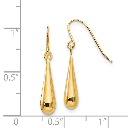 14k Teardrop Dangle Earrings