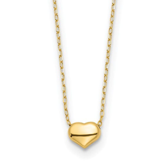 14k Puffy Heart Necklace Small