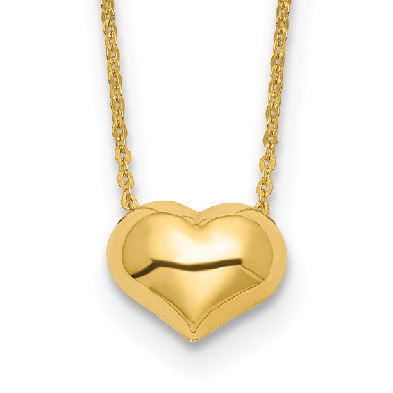 14Kt Medium Puffy Heart Necklace