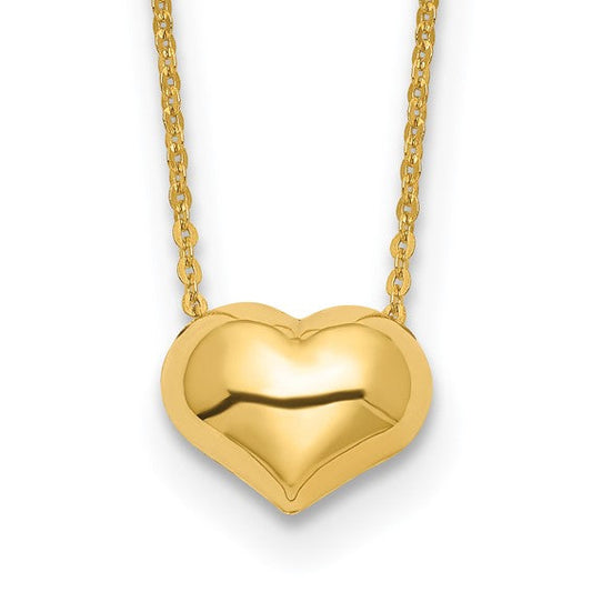 14Kt Medium Puffy Heart Necklace