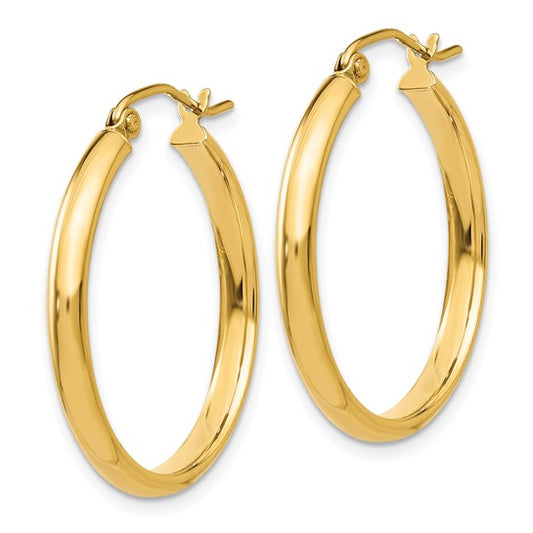 Ladies Medium 14kt Yellow Gold Hoops #TA233