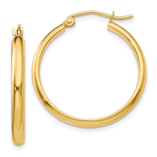 Ladies Medium 14kt Yellow Gold Hoops #TA233