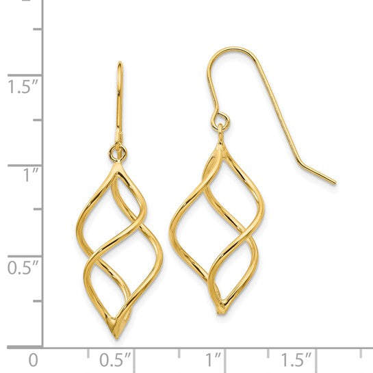 14k Twisted Dangle Earring