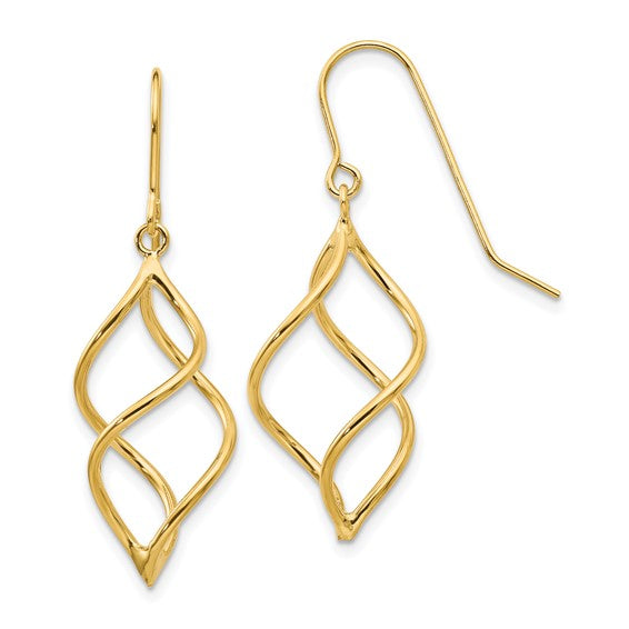 14k Twisted Dangle Earring